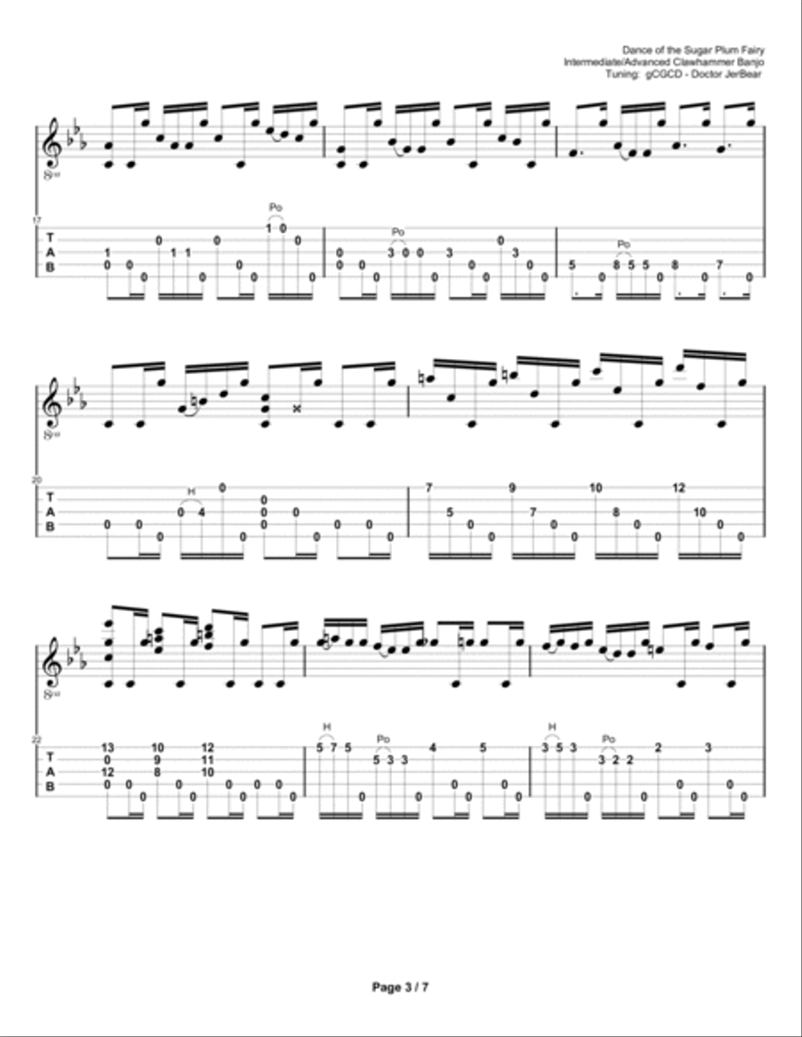 Dance of the Sugar Plum Fairy--Intermediate/Advanced Clawhammer Banjo Banjo scores gallery preview page 3