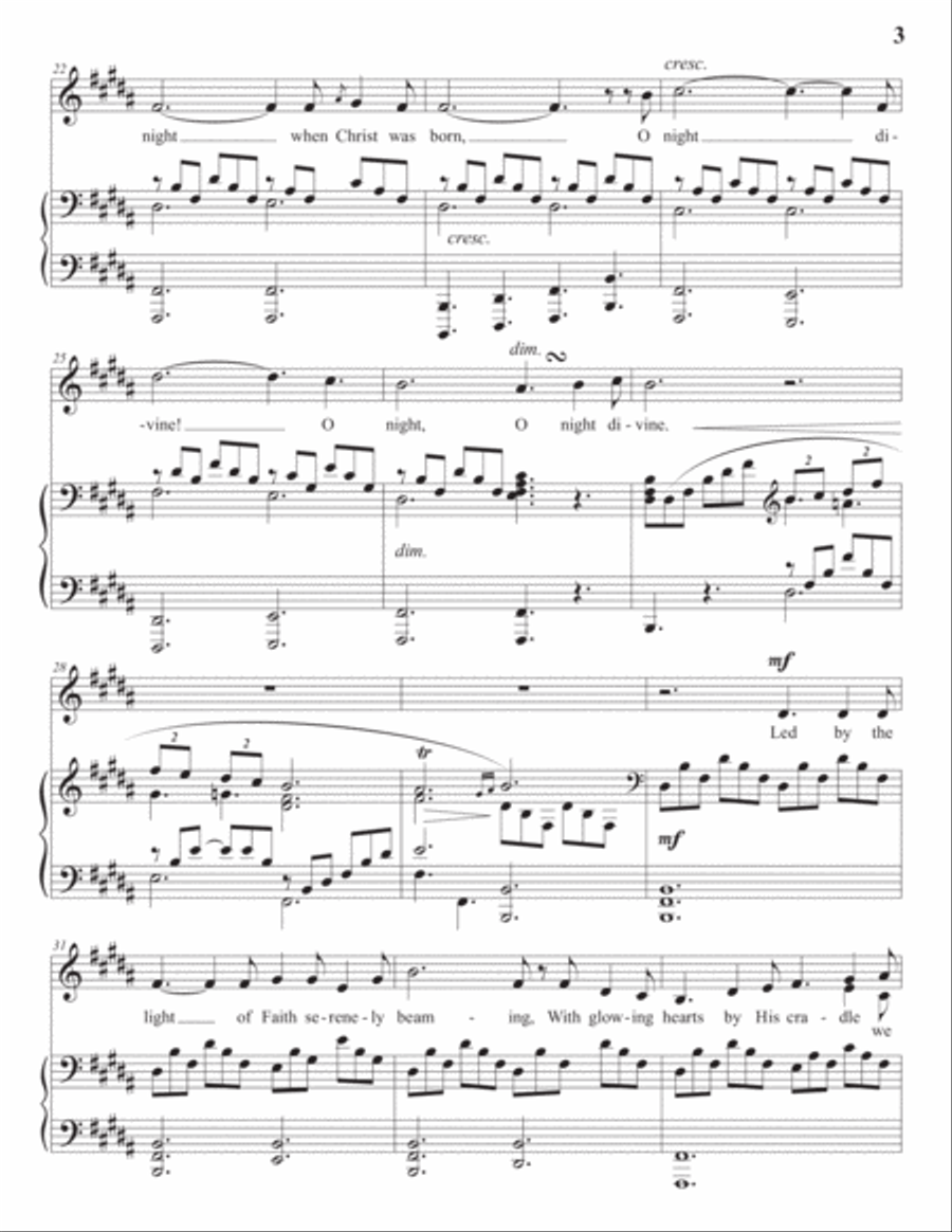 ADAM: O Holy Night (transposed to B major) Voice scores gallery preview page 4