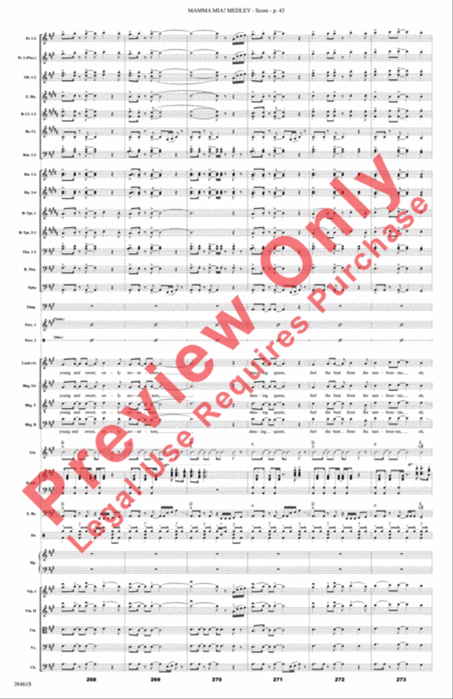 Mamma Mia! Medley Full Orchestra scores gallery preview page 44