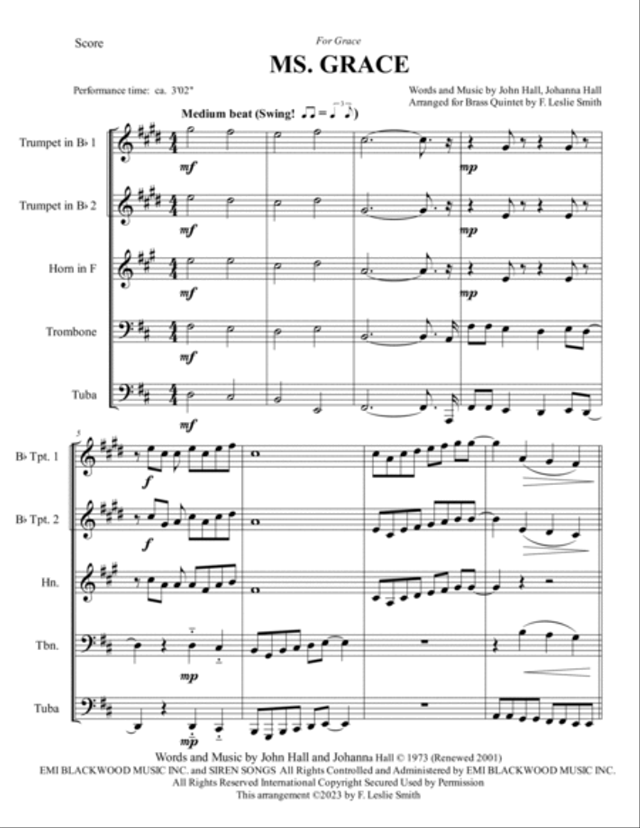 Ms. Grace Brass Quintet scores gallery preview page 2