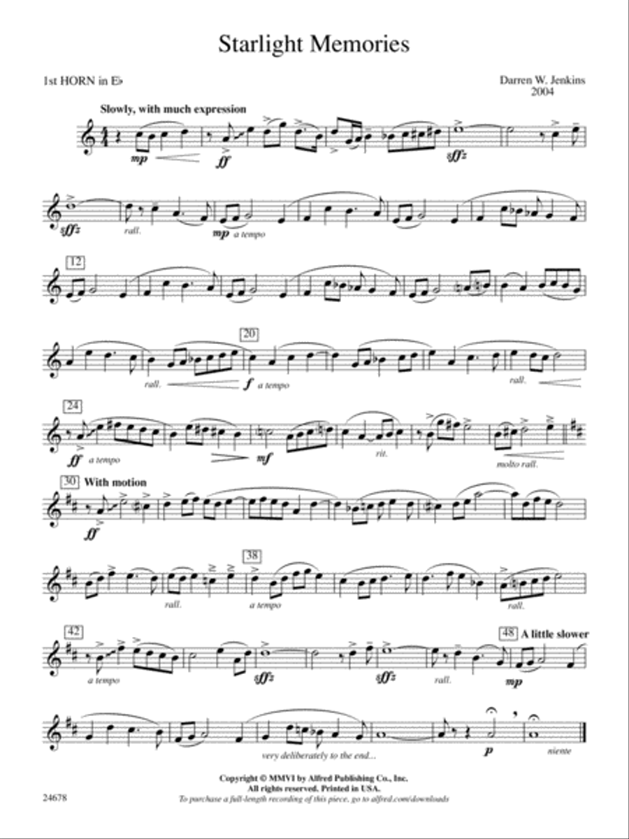 Starlight Memories: (World Part) 1st Horn in E-flat Concert Band scores gallery preview page 1