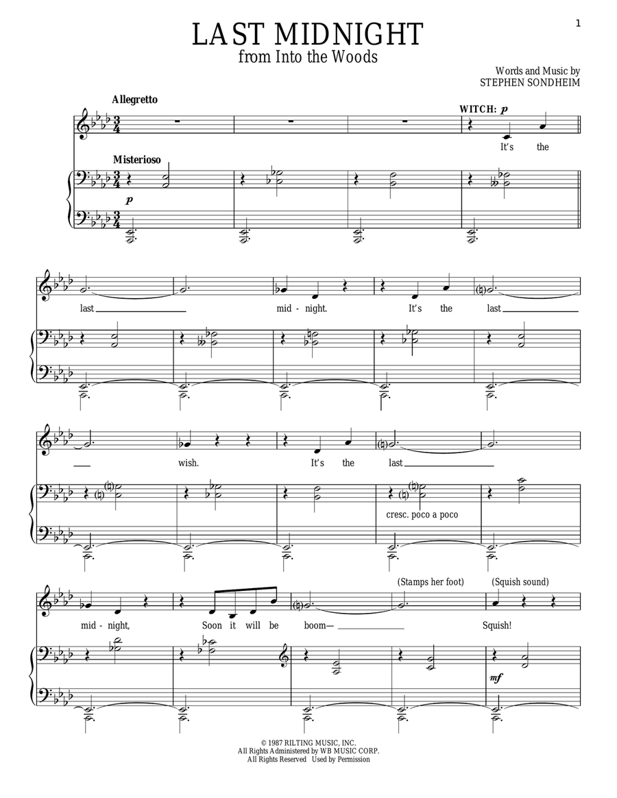 Last Midnight (from Into The Woods) Piano, Vocal scores gallery preview page 1