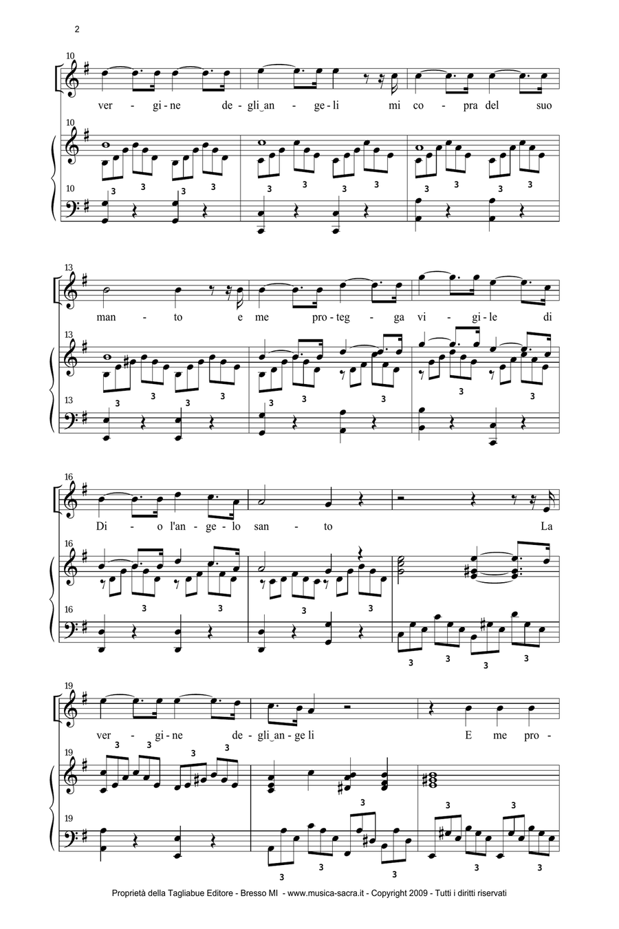 LA VERGINE DEGLI ANGELI - Verdi - For Soprano (or any instrument in C) and Organ Soprano Voice scores gallery preview page 2