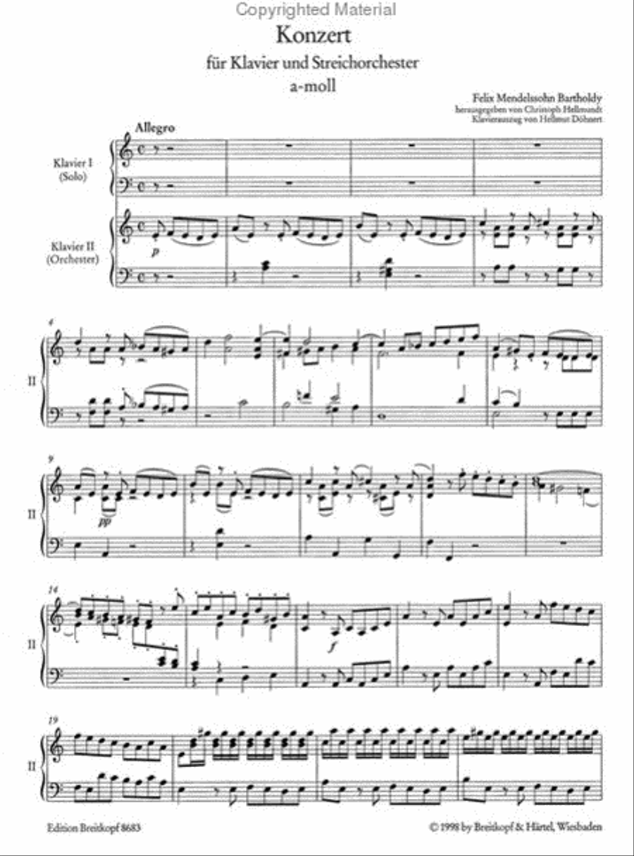 Piano Concerto in A minor MWV O 2 Piano scores gallery preview page 2
