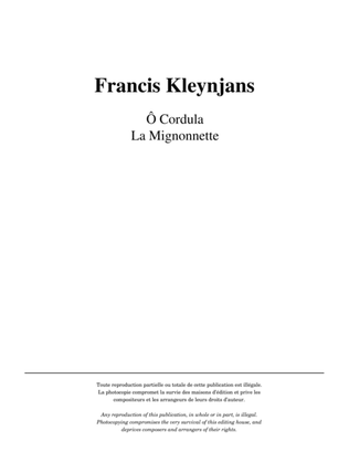 Book cover for Ô Cordula, La Mignonnette