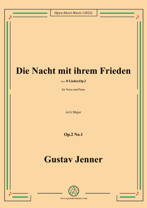 Book cover for Jenner-Die Nacht mit ihrem Frieden,in G Major,Op.2 No.1