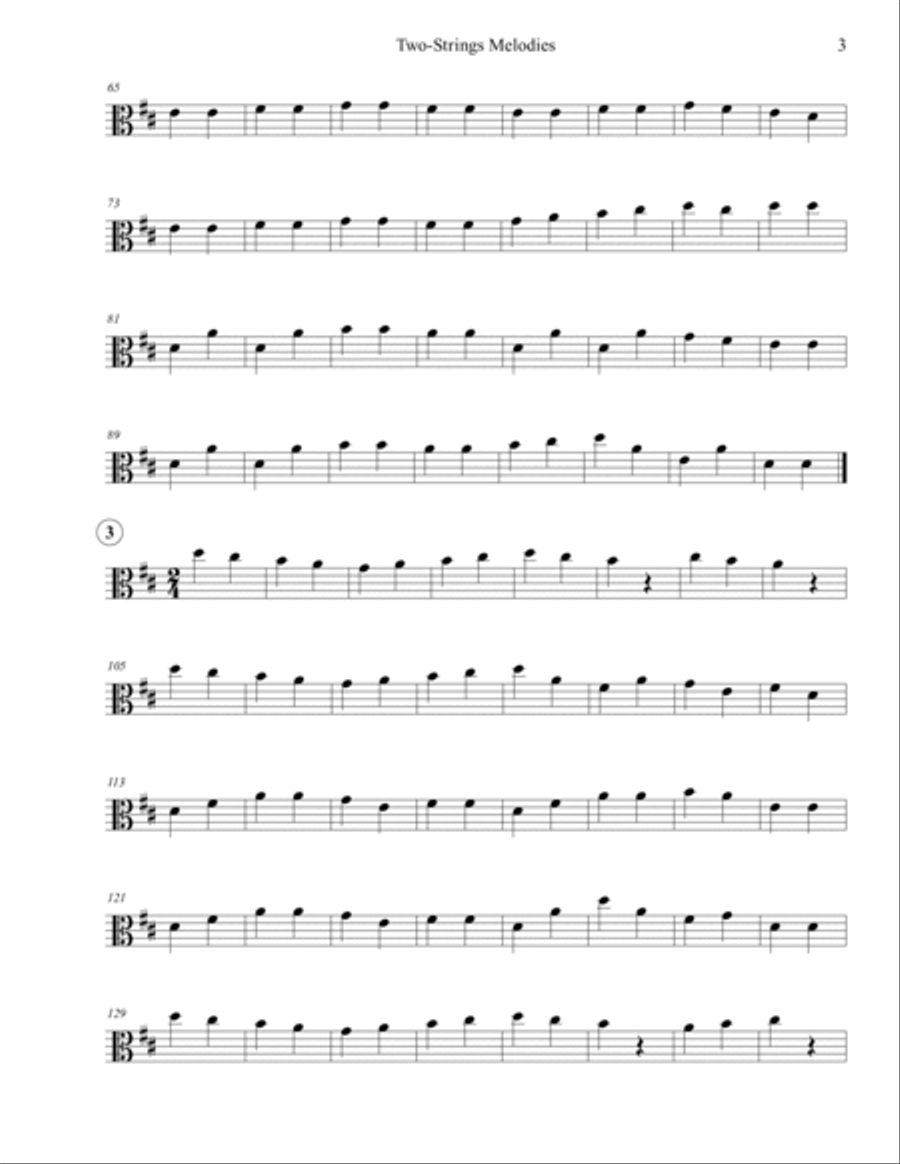 Two-Strings Melodies for the beginner violist. Viola Solo scores gallery preview page 3
