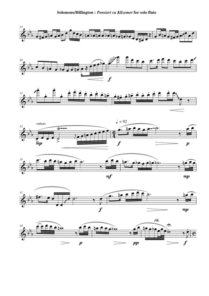 David Warin Solomons Pensieri zu Klizemer for solo flute
