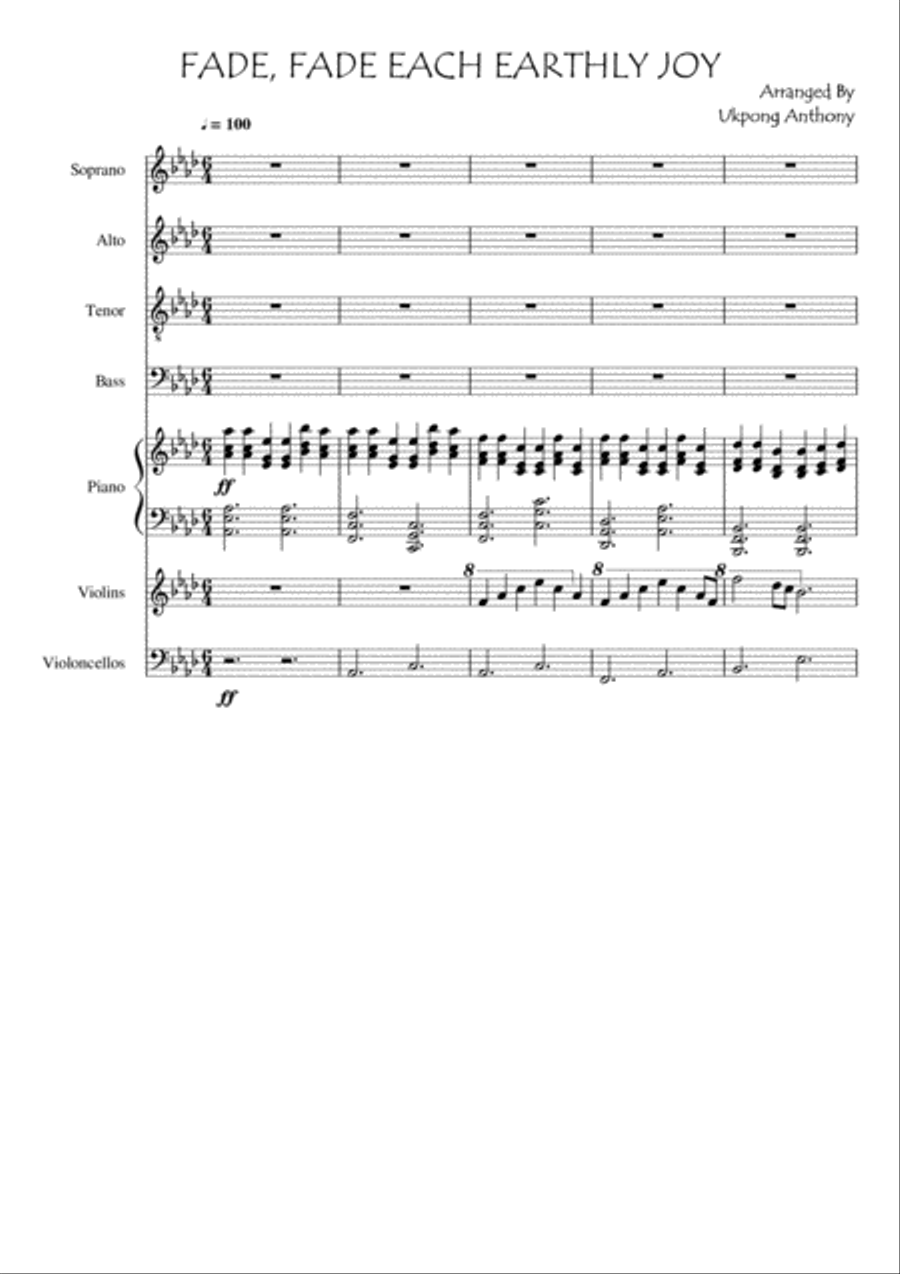 FADE, FADE EACH EARTHLY JOY 4-Part scores gallery preview page 1