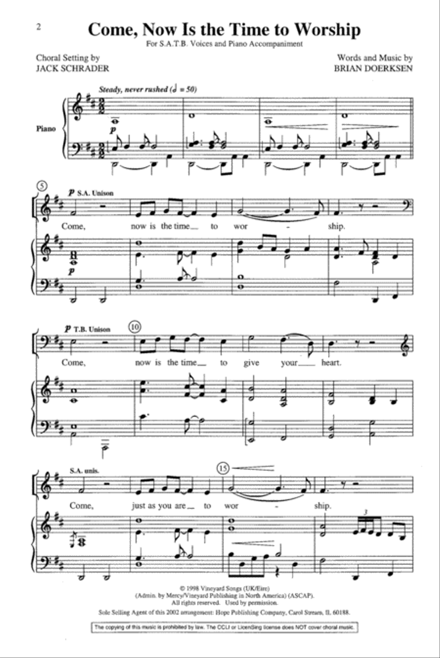Come, Now Is the Time to Worship 4-Part scores gallery preview page 2
