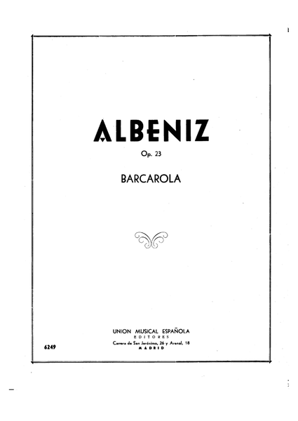 Albéniz Barcarola, Op.23