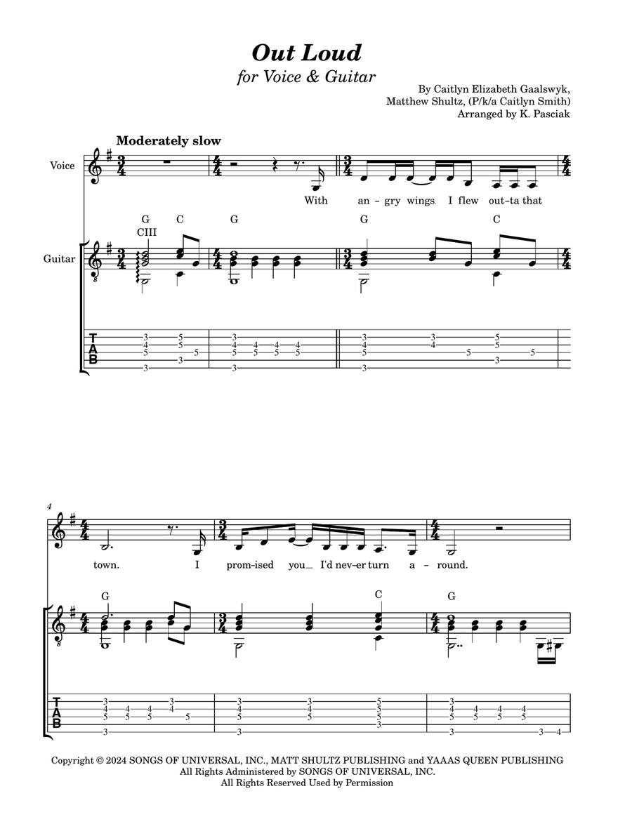 Out Loud Out Loud Acoustic Guitar scores gallery preview page 3