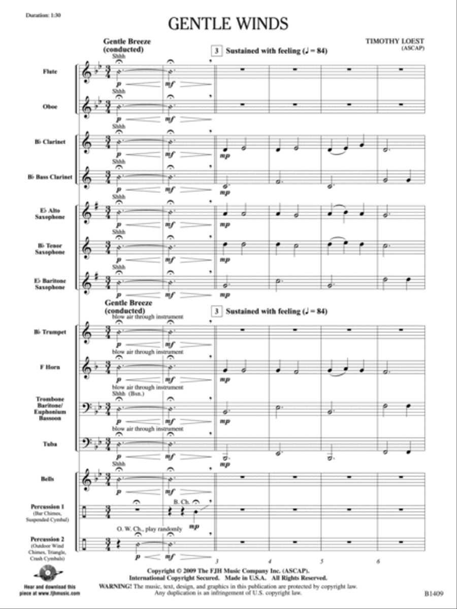 Gentle Winds: Score Concert Band scores gallery preview page 3