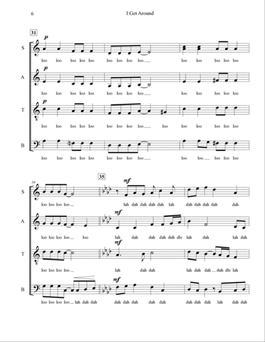 I Get Around 4-Part scores gallery preview page 6