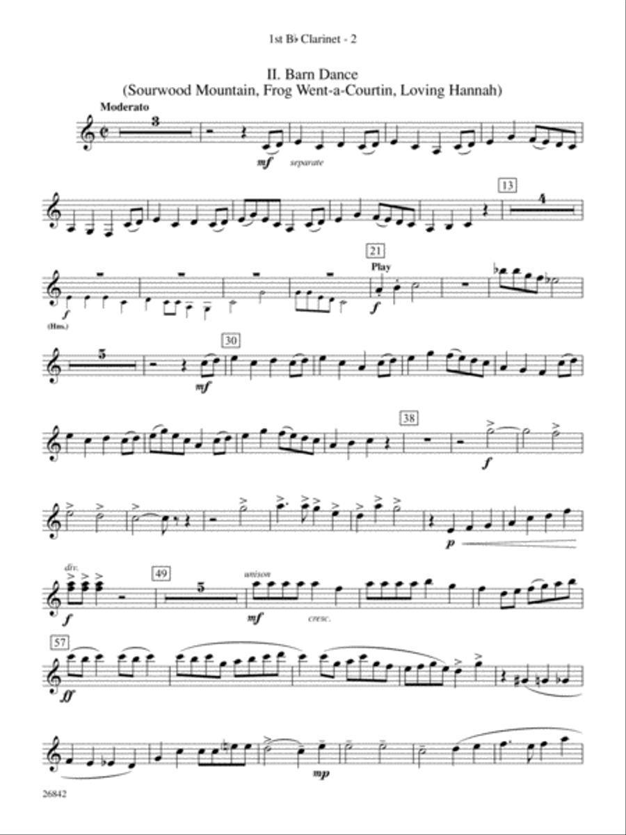 Songs of Old Kentucky: 1st B-flat Clarinet Concert Band scores gallery preview page 2