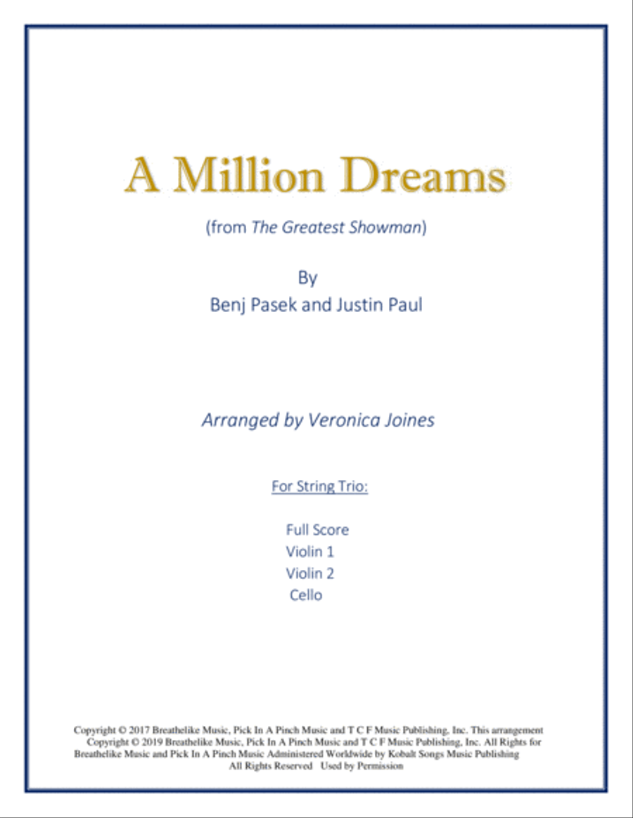 A Million Dreams String Trio scores gallery preview page 1