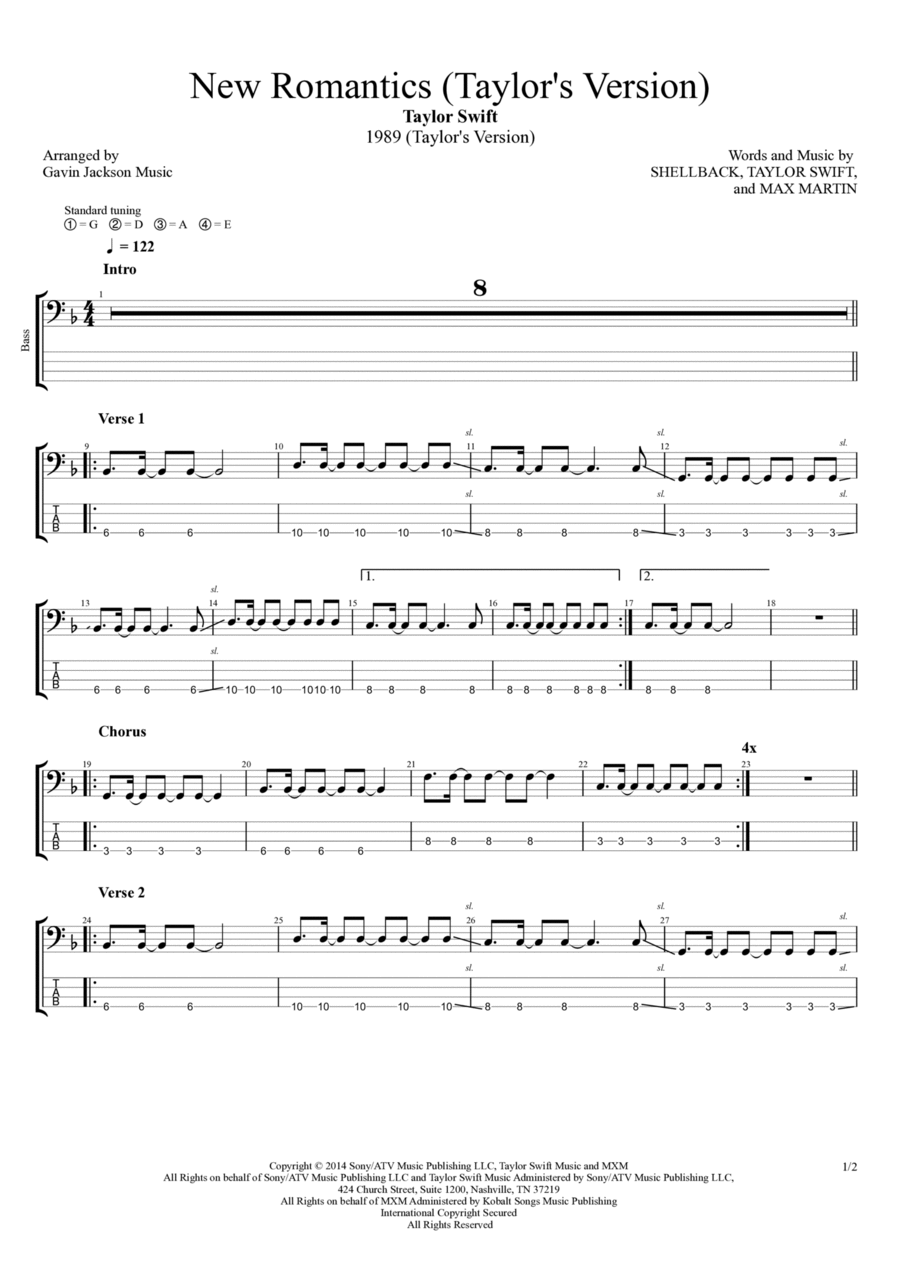 New Romantics New Romantics Guitar Tablature scores gallery preview page 1