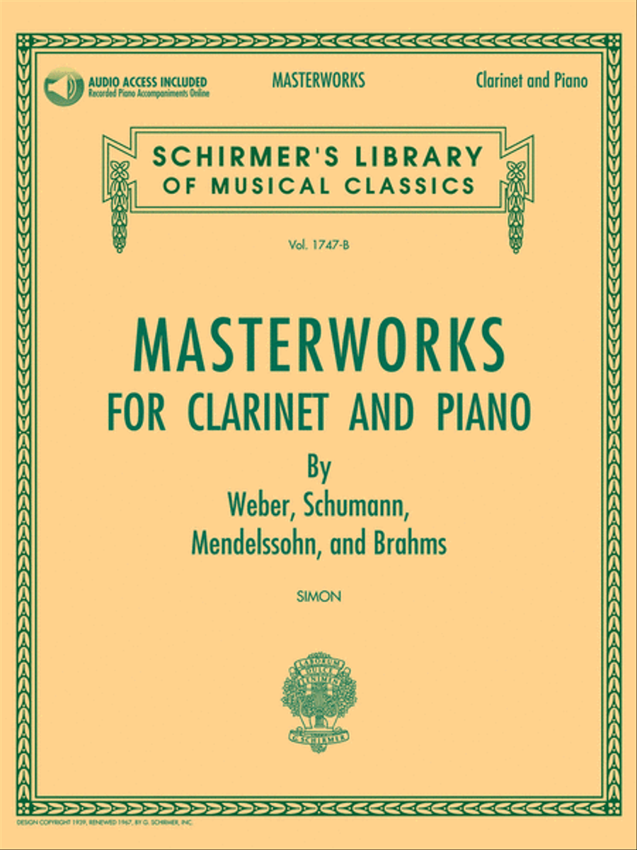 Masterworks for Clarinet and Piano Clarinet Solo scores gallery preview page 1