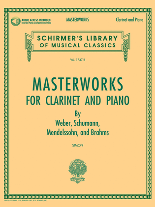Book cover for Masterworks for Clarinet and Piano