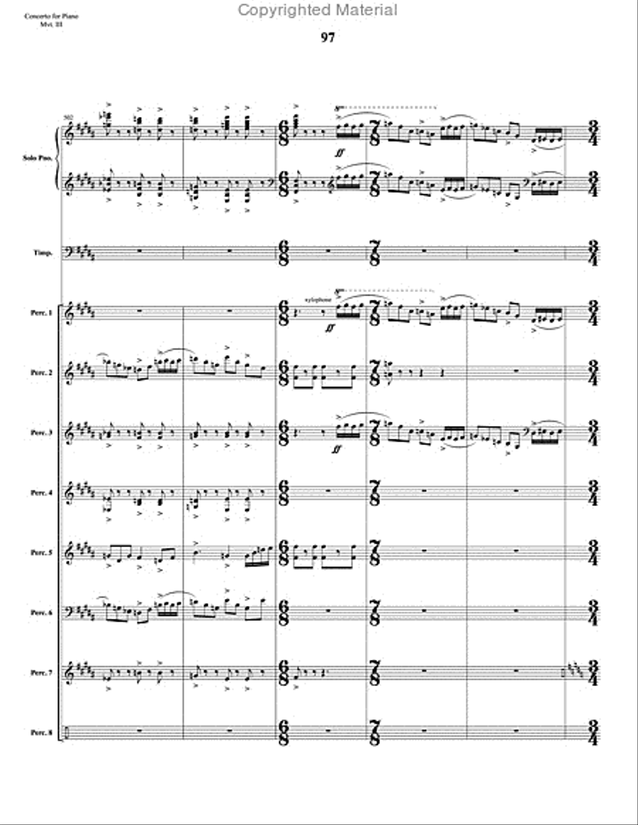 Concerto for Piano and Percussion Orchestra Percussion Ensemble scores gallery preview page 119