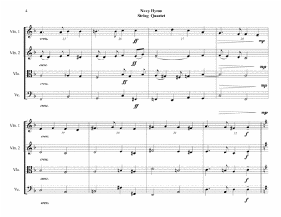 Navy Hymn (Eternal Father, Strong to Save) - String Quartet - Intermediate String Quartet scores gallery preview page 4