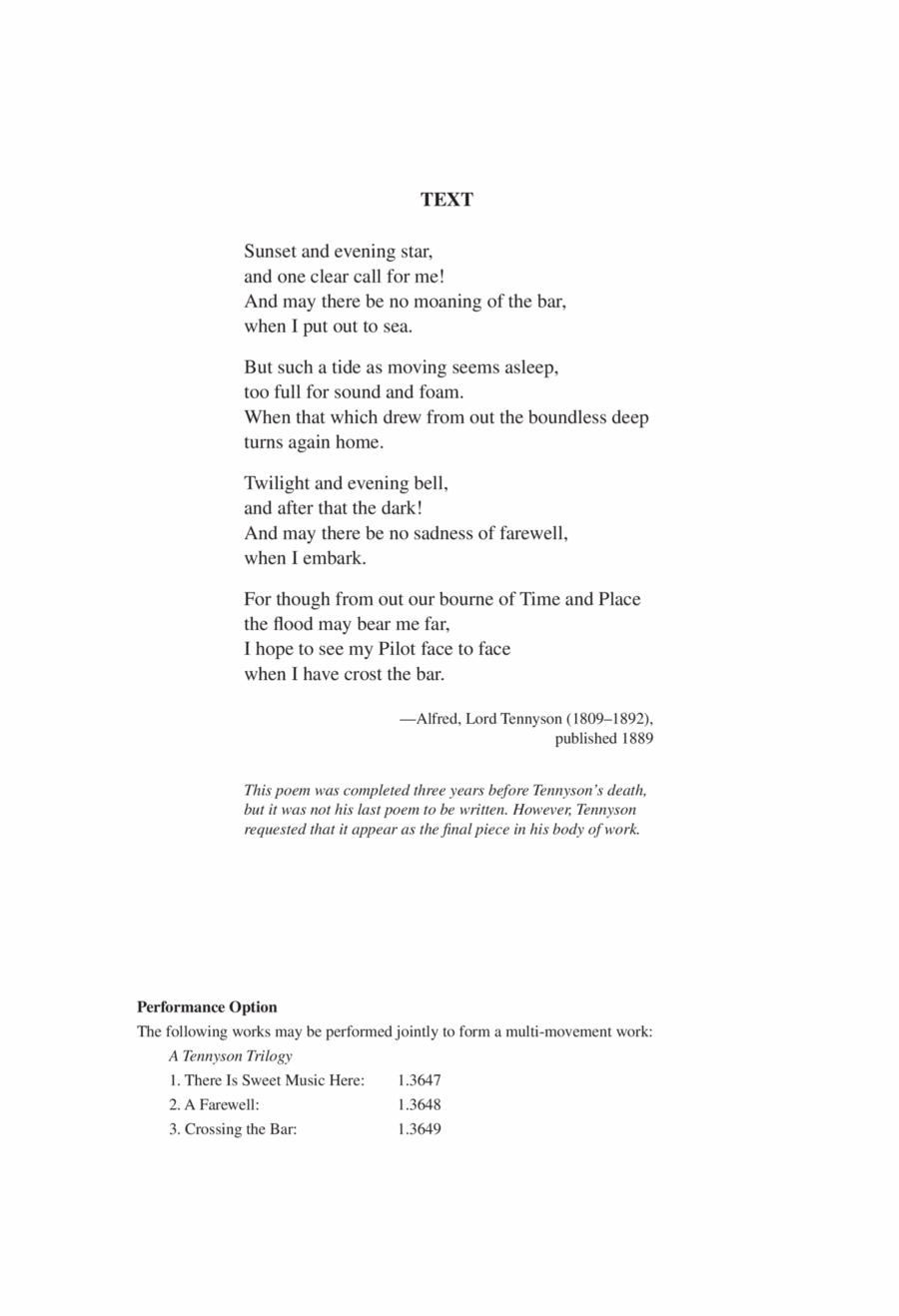 Crossing the Bar 3-Part scores gallery preview page 1