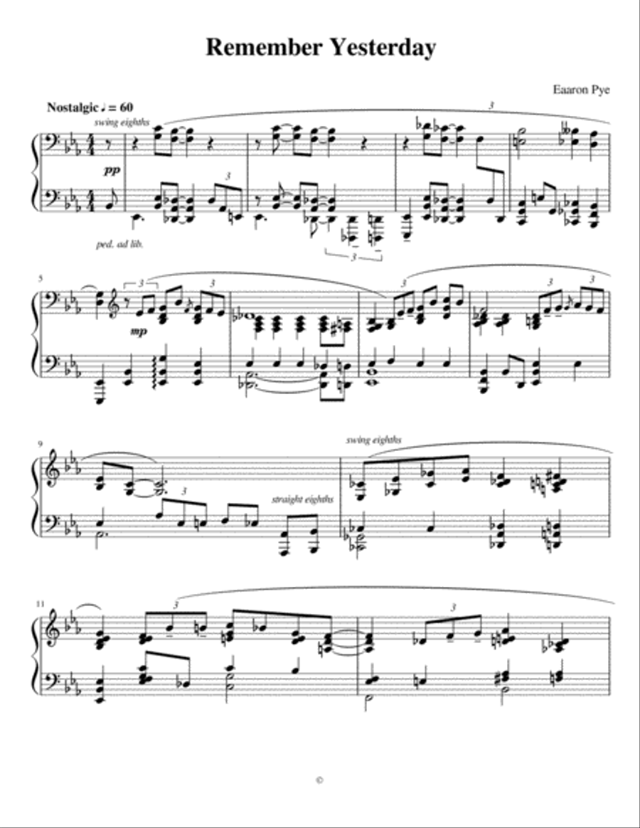 Remember Yesterday Remember Yesterday Piano Solo scores gallery preview page 1