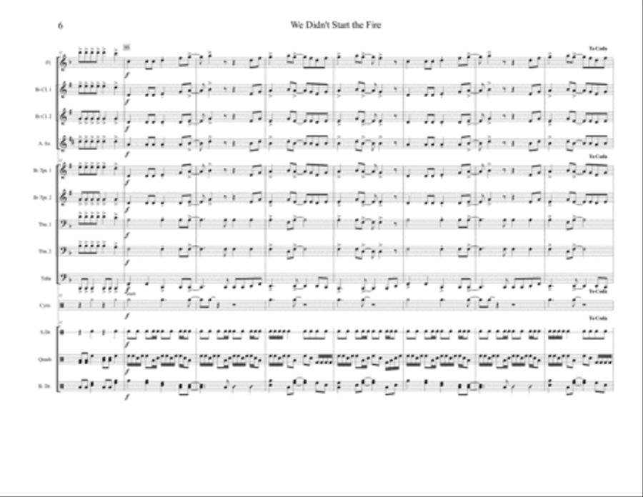 We Didn't Start The Fire Marching Band scores gallery preview page 6