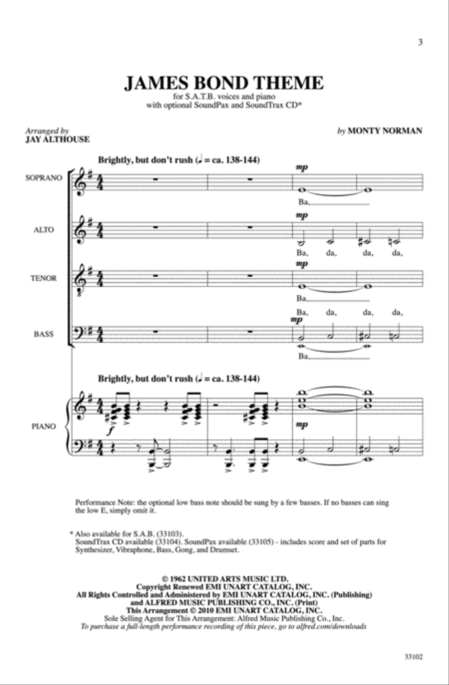 James Bond Theme - SoundTrax CD (CD only) Choir scores gallery preview page 2