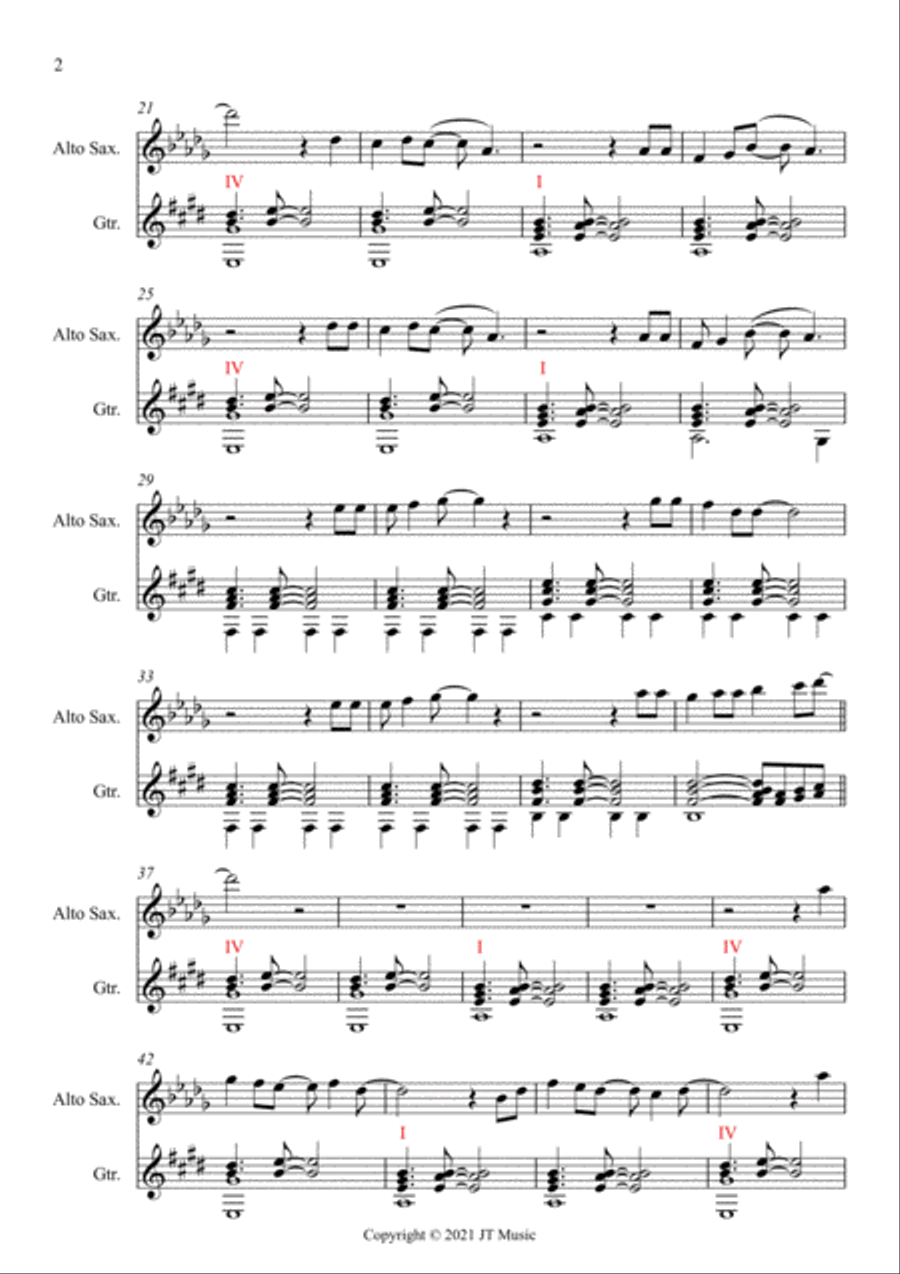 Reflections - Alto Sax and Guitar Alto Saxophone scores gallery preview page 2
