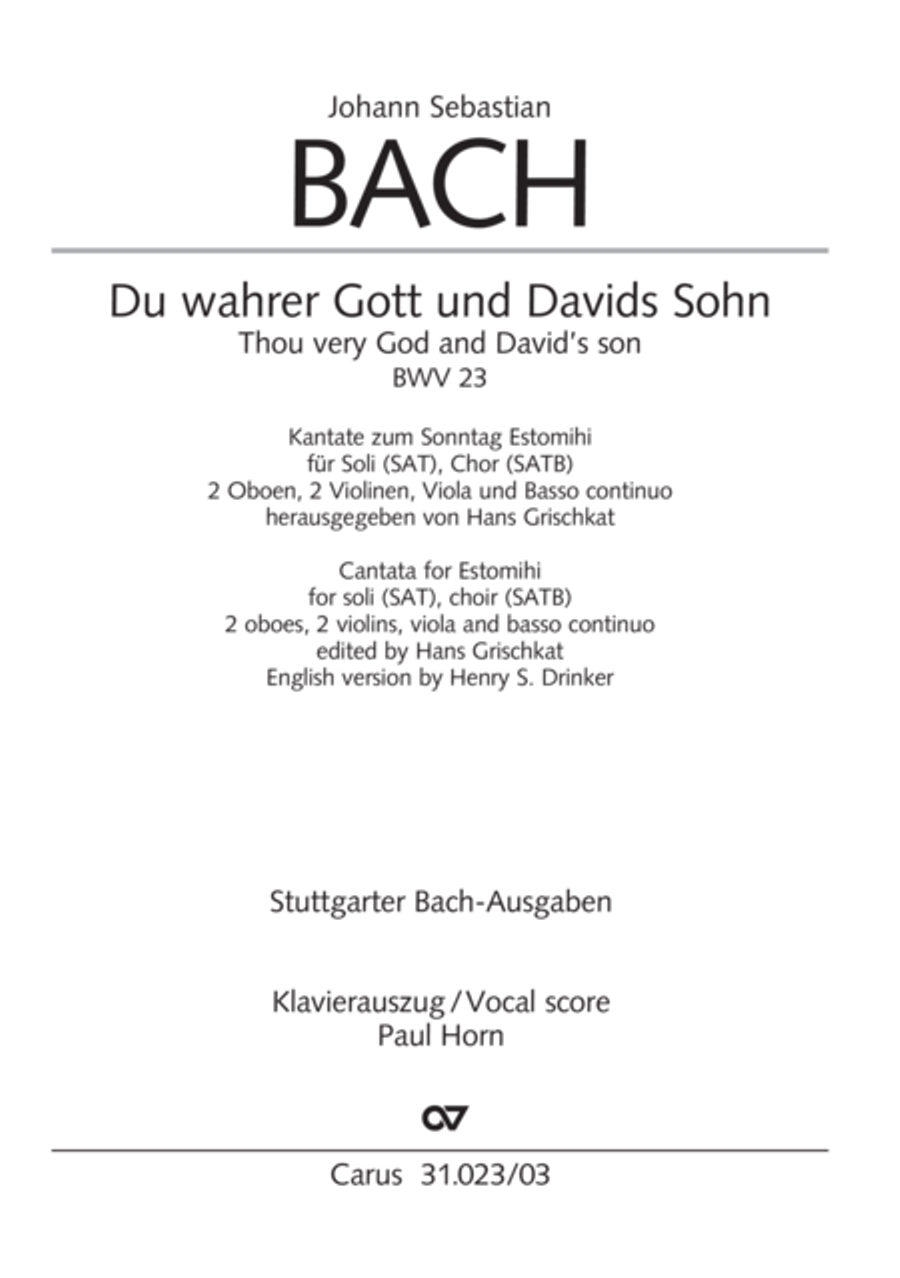 Thou very God and David's Son (3rd version) (Du wahrer Gott und Davids Sohn)