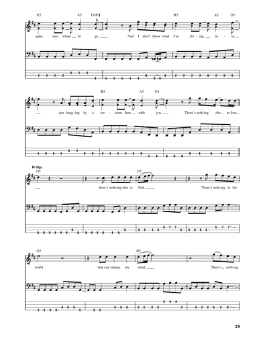 Hanging By A Moment Guitar Tablature scores gallery preview page 3