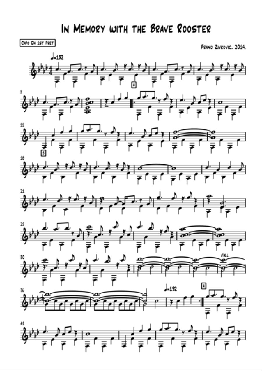 In Memory With the Brave Rooster Guitar Solo scores gallery preview page 2