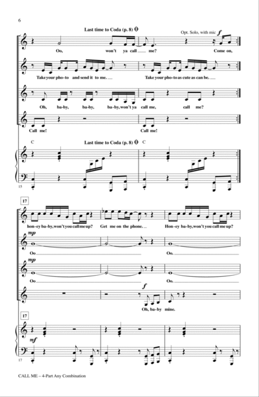 Call Me 4-Part scores gallery preview page 4