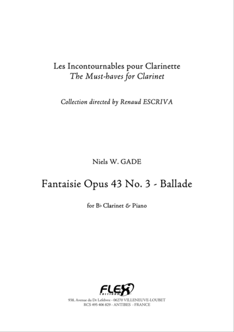 Fantaisie Opus 43 No. 3 B-Flat Clarinet scores gallery preview page 1