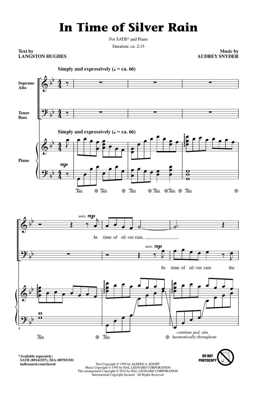 In Time Of Silver Rain 4-Part scores gallery preview page 1