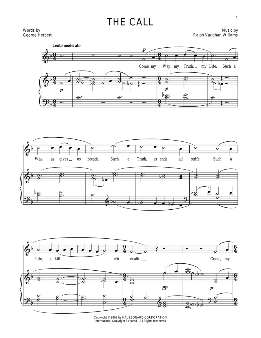 The Call The Call Piano, Vocal scores gallery preview page 1