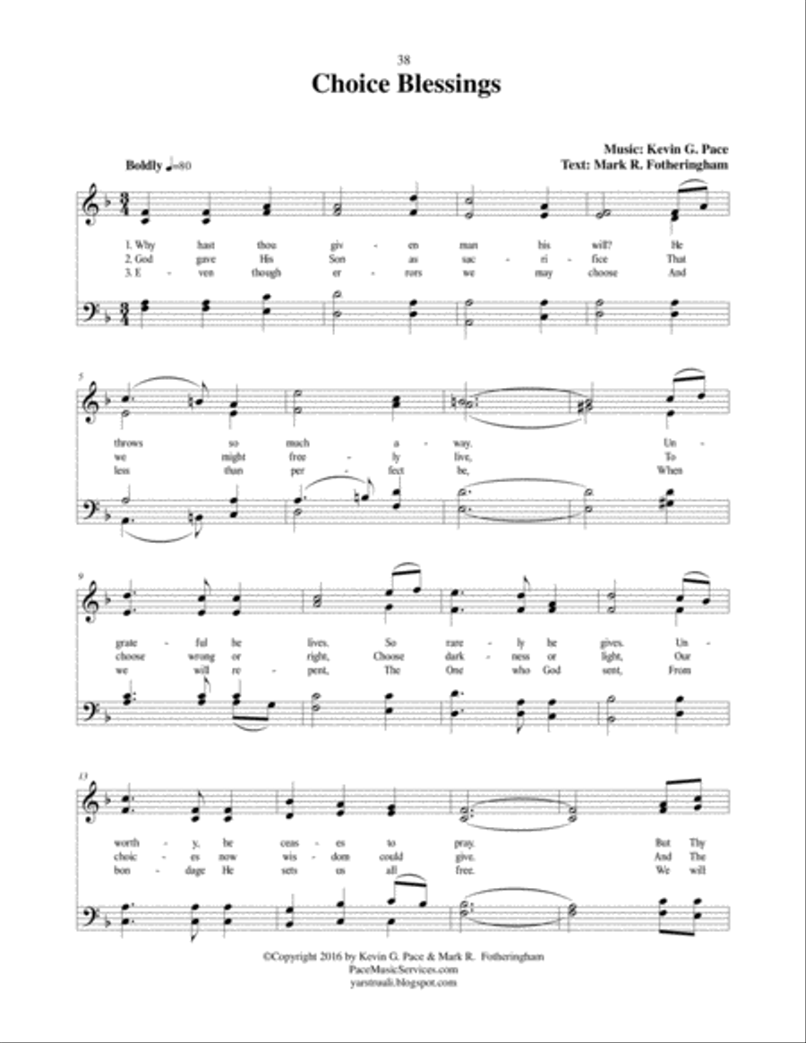 Choice Blessings - an original hymn 4-Part scores gallery preview page 2