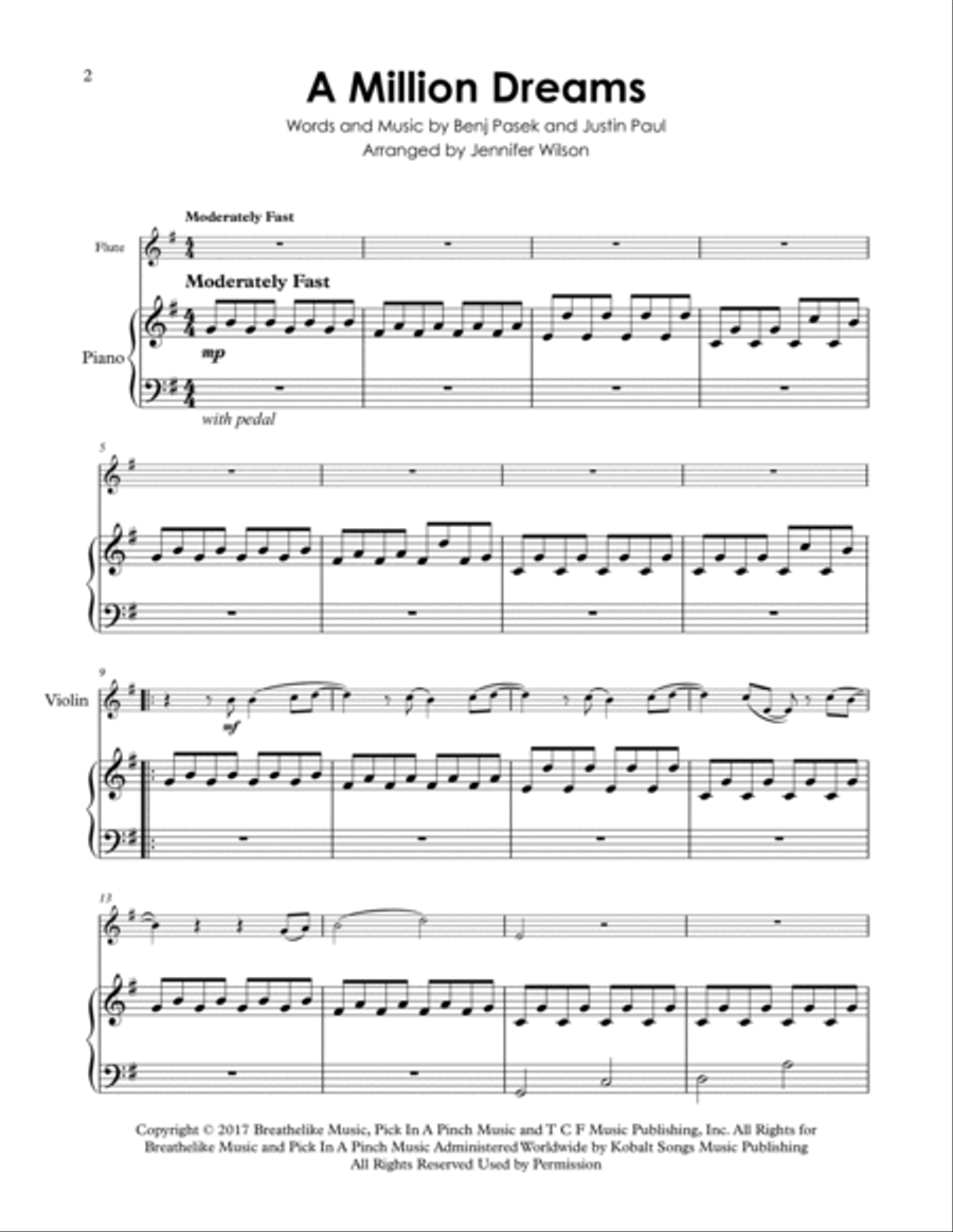 A Million Dreams Flute Solo scores gallery preview page 2