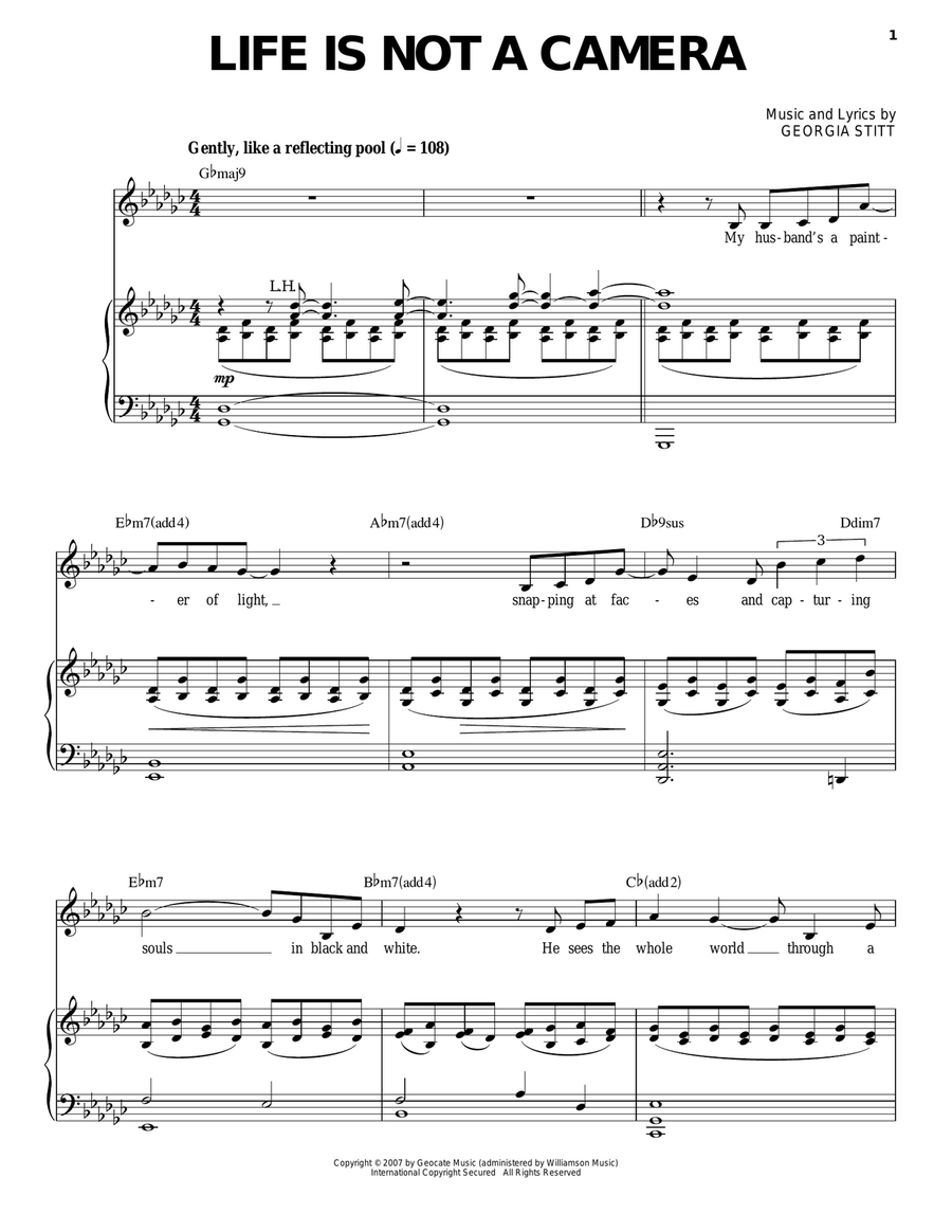 Life Is Not A Camera Piano, Vocal scores gallery preview page 1