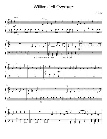 William Tell Overture (Rossini) - Easy Beginner Piano Solo