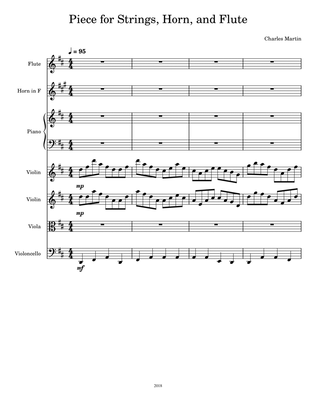 Piece for Strings, Horn, and Flute - Full Score - Score Only