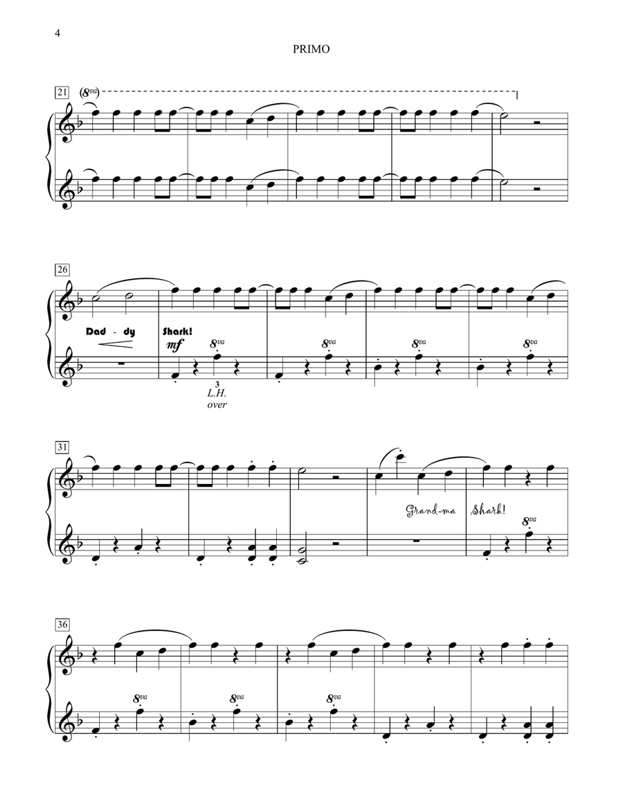Baby Shark (arr. Carolyn Miller) 1 Piano, 4-Hands scores gallery preview page 4