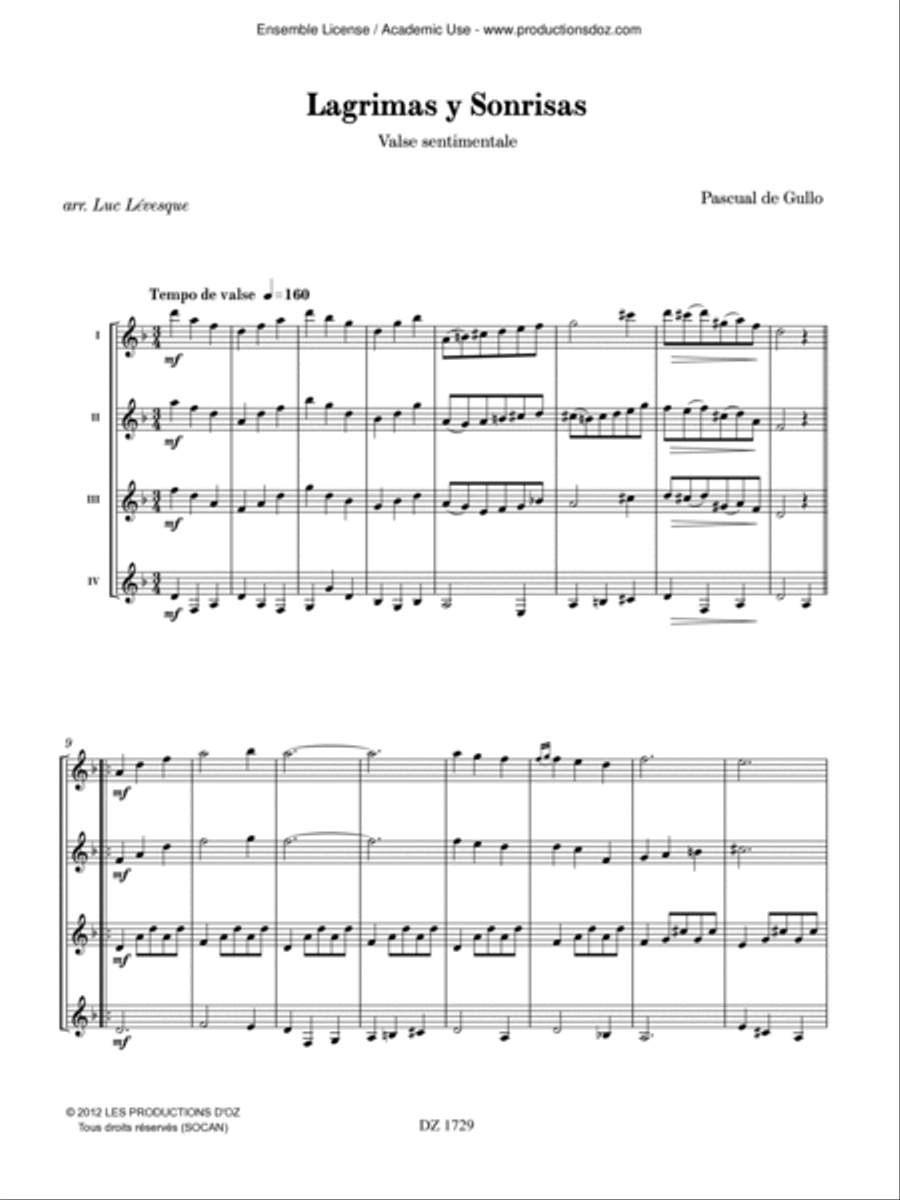 Lagrimas y Sonrisas Guitar Ensemble scores gallery preview page 3