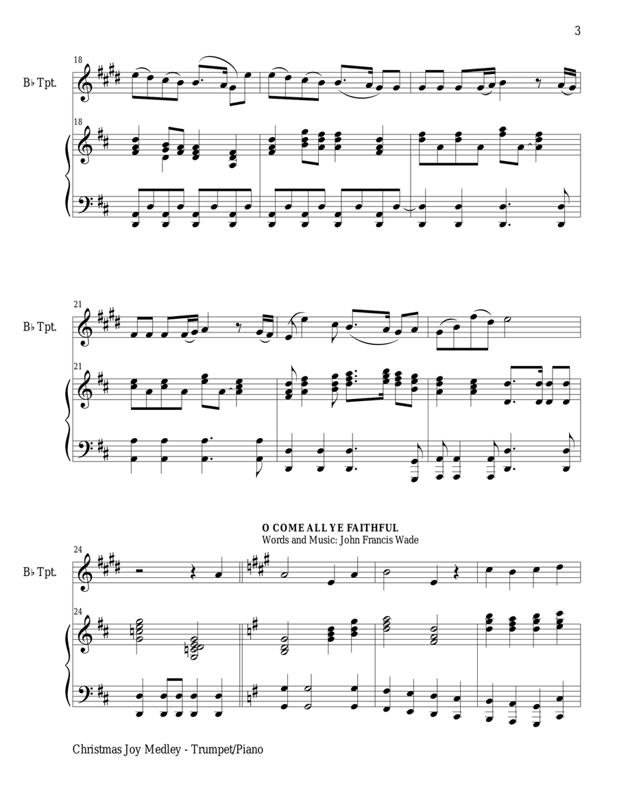 CHRISTMAS JOY MEDLEY (Bb Trumpet/Piano and Trumpet Part) Trumpet Solo scores gallery preview page 3