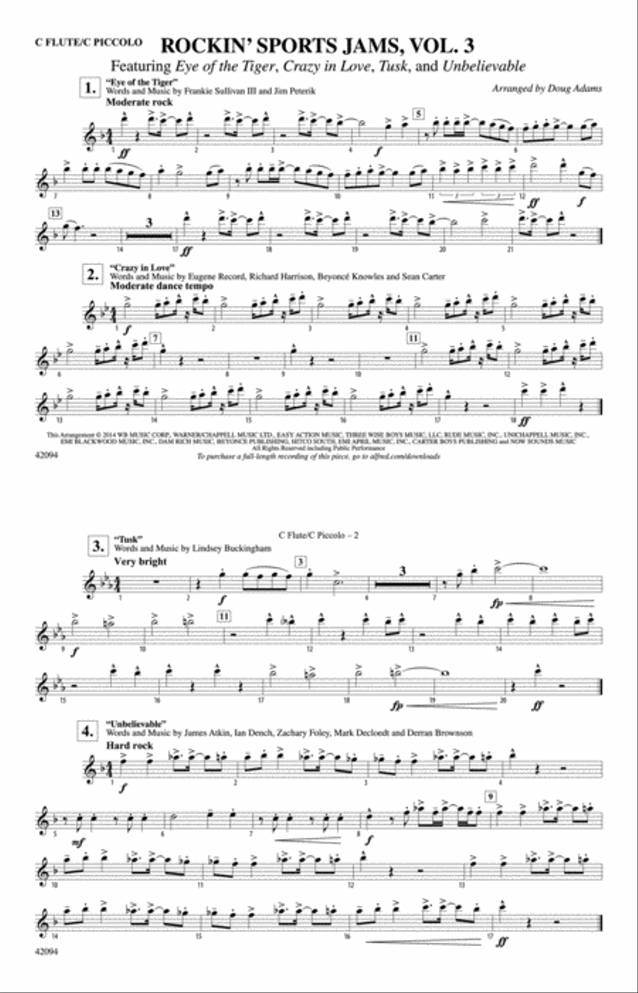 Rockin' Sports Jams, Vol. 3: Flute Marching Band scores gallery preview page 1