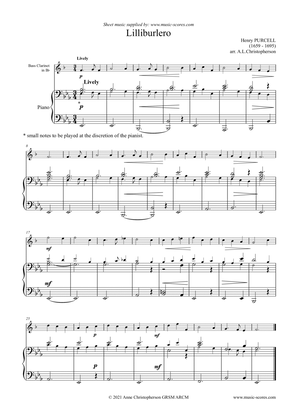 Book cover for Lilliburlero - Bass Clarinet and Piano