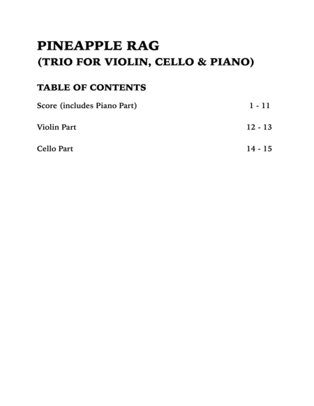 Pineapple Rag (Piano Trio): Violin, Cello and Piano image number null