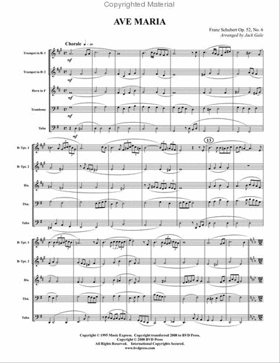 Ave Maria Brass Quintet scores gallery preview page 2
