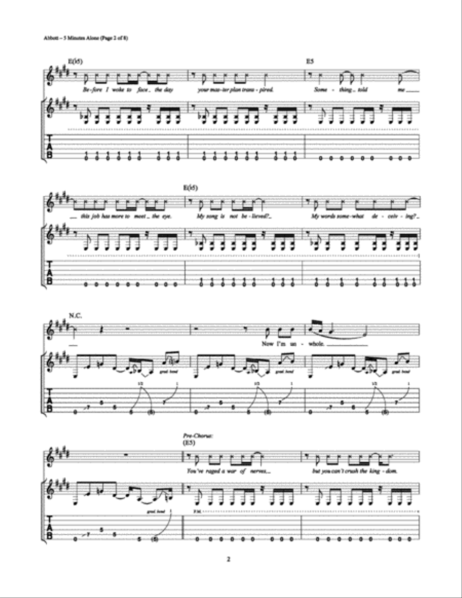 5 Minutes Alone Electric Guitar scores gallery preview page 2